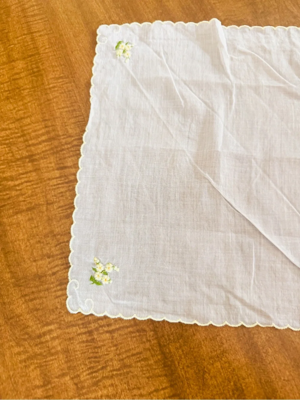 Embroidered Vintage White Floral Handkerchiefs - Set of 5